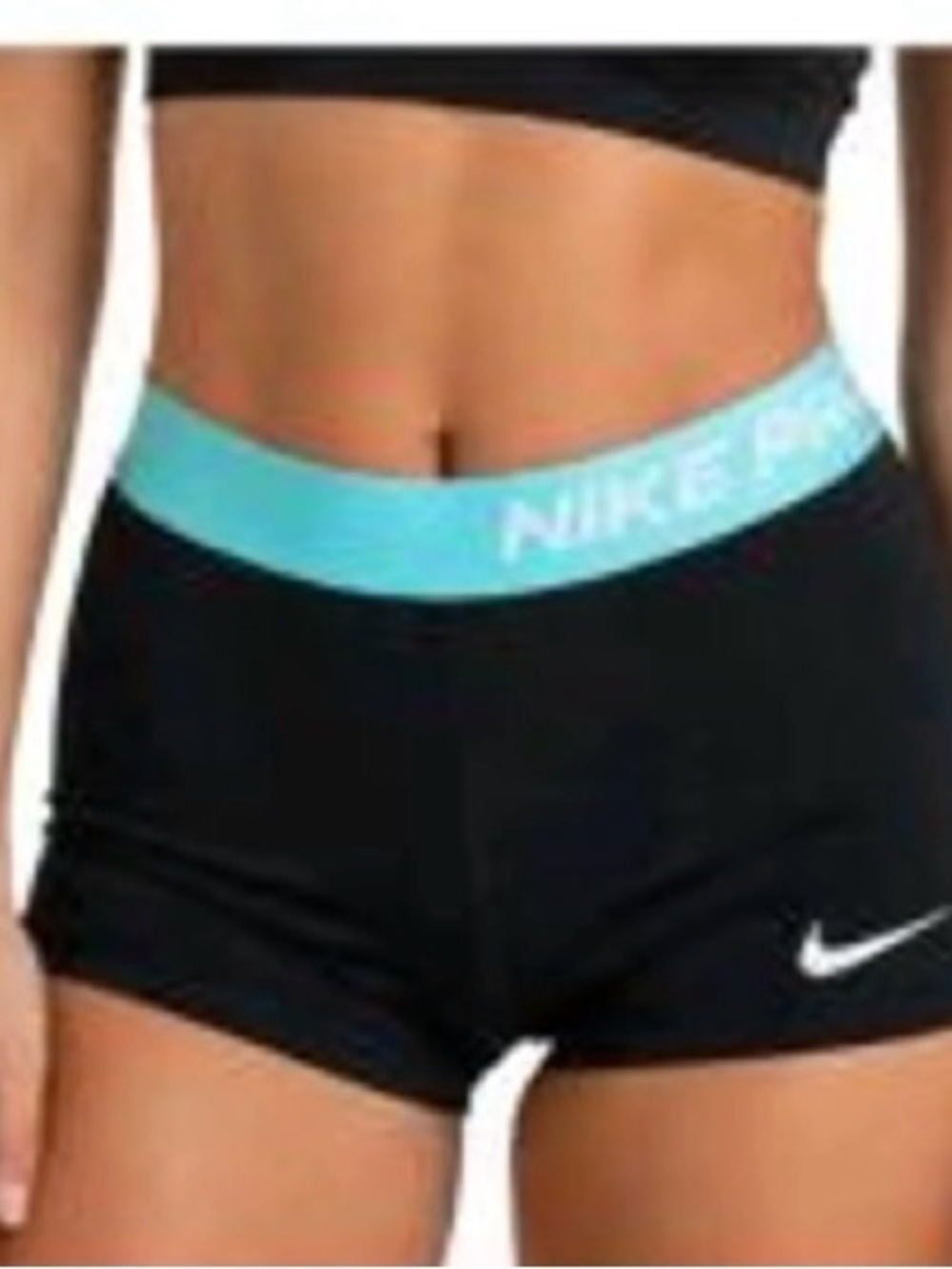 Nike Women’s Black Athletic Shorts with Aqua Waistband